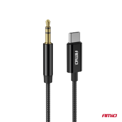 AMiO - Kábel USB-C na TYP AUX Mini Jack 3,5mm 1m