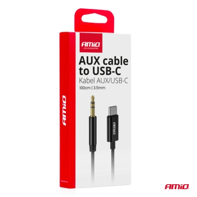 AMiO - Kábel USB-C na TYP AUX Mini Jack 3,5mm 1m