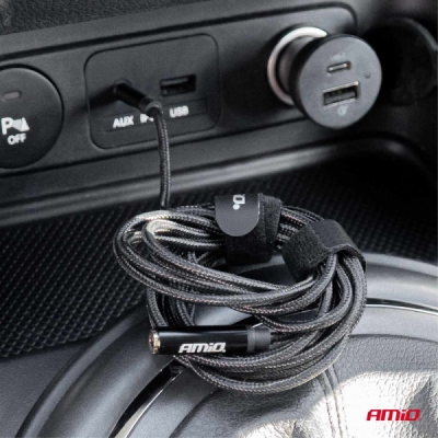 AMiO - Predlžovací kábel AUX Mini Jack 3,5 mm samec na 3,5 mm samica 2 m