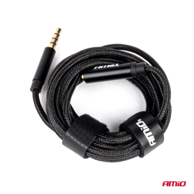 AMiO - Predlžovací kábel AUX Mini Jack 3,5 mm samec na 3,5 mm samica 2 m