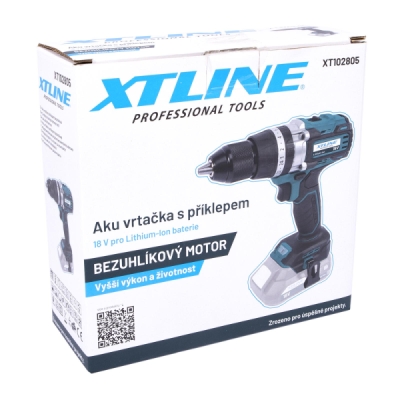 XTline - AKU Vŕtačka bezuhlíková s príklepom 18V 70Nm