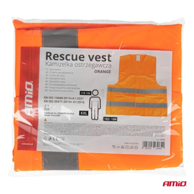 AMiO - Reflexná vesta XXL oranžová s certifikátom