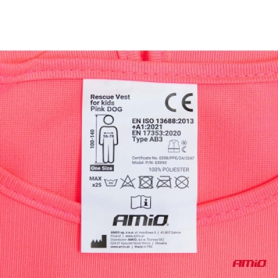 AMiO - Reflexná vesta detská ružová DOG