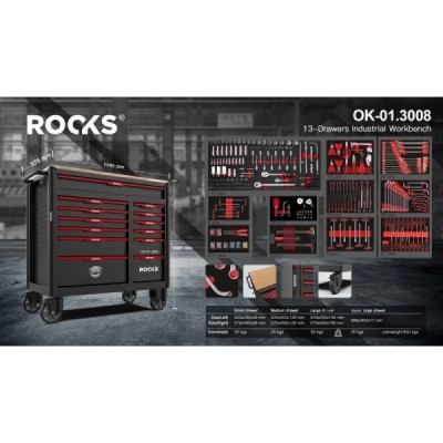 ROOKS OK-01.3008 Dielenská skriňa STRONG GARAGE XXL s náradím, 485 ks