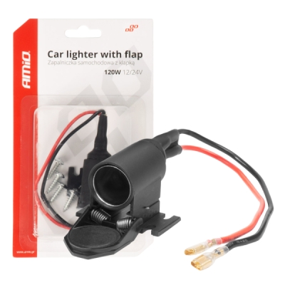 AMiO - Zásuvka autozapaľovača s klapkou 12V 24V