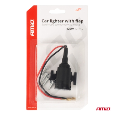 AMiO - Zásuvka autozapaľovača s klapkou 12V 24V