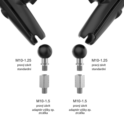 RAM MOUNTS - kompletná zostava zrkadiel Tough-Mirror (pre závit M10x1,25 a M10x1,5), RAM Mounts