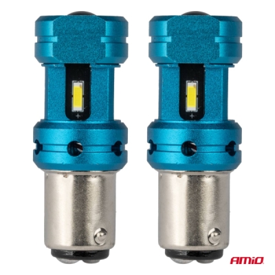 AMiO - LED žiarovky CANBUS 1157 BAY15D P21/5W 4SMD 1860 Biele 12V 24V