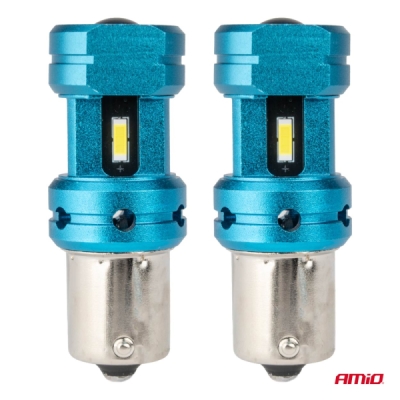 AMiO - CANBUS LED žiarovky 1156 BA15S P21W R10W R5W 4SMD 1860 Biele 12V 24V