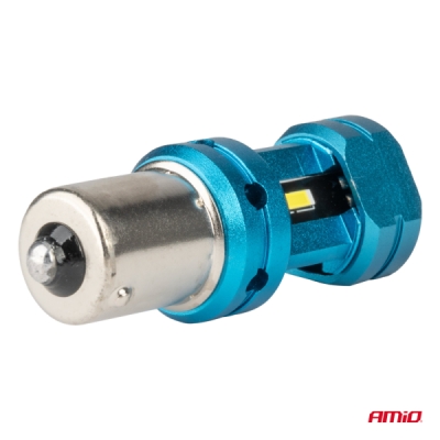 AMiO - CANBUS LED žiarovky 1156 BA15S P21W R10W R5W 4SMD 1860 Biele 12V 24V
