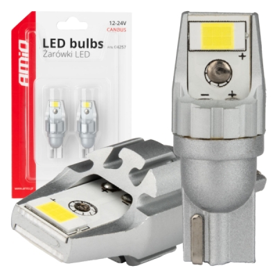 AMiO - LED CANBUS T15 W16W 2SMD 3570 Biela 12V 24V žiarovky