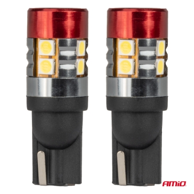 AMiO - LED žiarovky CANBUS T10 W5W 9 SMD 3030 Bielé 12V 24V