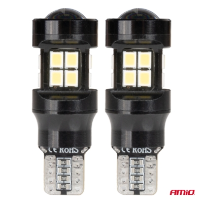 AMiO - LED žiarovky CANBUS T15 W16W 15SMD 2835 Biela 12V 24V