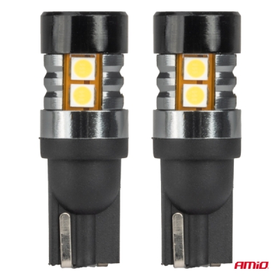 AMiO - LED žiarovky CANBUS T10 W5W 9 SMD 3030 Biela 12V 24V