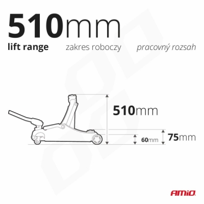 AMiO - Hydraulický nízkoprofilový zdvihák 3T CE 75/510mm