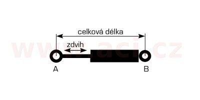 vzpěra zd. dveří 4dv. (s automatickým otvíráním) (celk. délka 299 mm, délka zdvihu 65,5 mm, síla 670 N)