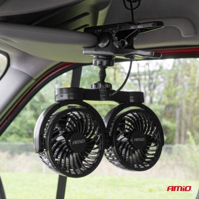 AMiO - Ventilátor do auta s klipom 2x4" 24V