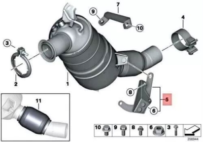 OEM BMW - Podpera katalyzátora BMW 5 E60 18207797589