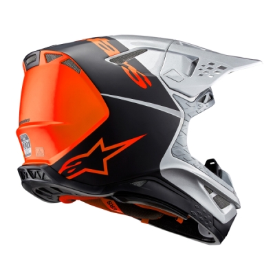 ALPINESTARS - prilba SUPERTECH S-M10 FLOOD, (strieborná/čierna matná/oranžová fluo, veľ. L)