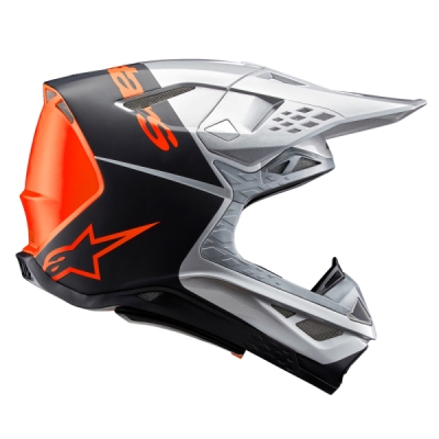 ALPINESTARS - prilba SUPERTECH S-M10 FLOOD, (strieborná/čierna matná/oranžová fluo, veľ. L)