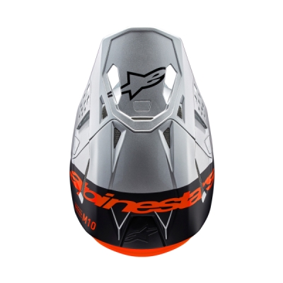 ALPINESTARS - prilba SUPERTECH S-M10 FLOOD, (strieborná/čierna matná/oranžová fluo, veľ. L)