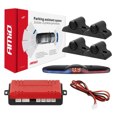 AMiO - Parkovací asistent MAX LED 4-senzorové čierne 19mm TRUCK