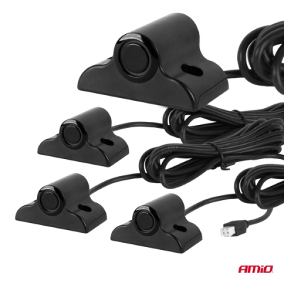 AMiO - Parkovací asistent MAX LED 4-senzorové čierne 19mm TRUCK