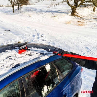 AMiO - Veľká teleskopická kefa na sneh s škrabkou na ľad a stierkou 98-134 cm