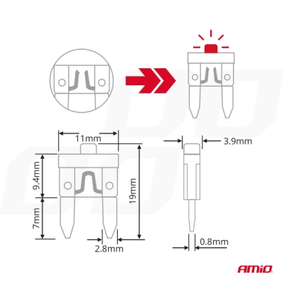 AMiO - Autopoistky nožové mini s led diódou 10 ks