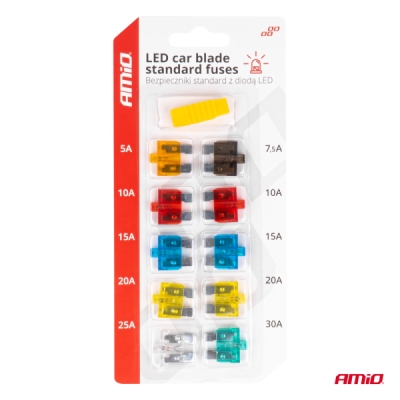 AMiO - Autopoistky nožové štandard s led diódou 10 ks