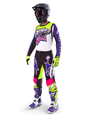 ALPINESTARS - dres SUPERTECH SX limitovaná edícia DIRT STUDIOS, (biela/fialová/ružová/žltá fluo, veľ. S)