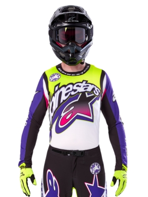 ALPINESTARS - dres SUPERTECH SX limitovaná edícia DIRT STUDIOS, (biela/fialová/ružová/žltá fluo, veľ. S)
