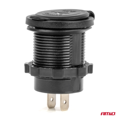 AMiO - Vodotesná telefónna nabíjačka s modrým LED indikátorom 3,1A 2xUSB 12/24V