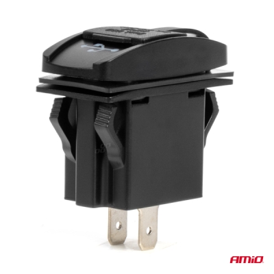 AMiO - Vodotesná nabíjačka na telefón v tvare lode s ČERVENÝM LED podsvietením 2xUSB 12/24V