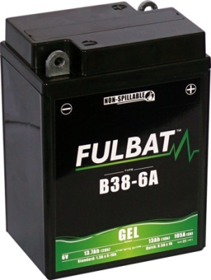 Batéria 6V, B38-6A GEL, 13Ah, 105A, bezúdržbová GEL technológia 119x83x161 FULBAT (aktivovaná vo výrobe)