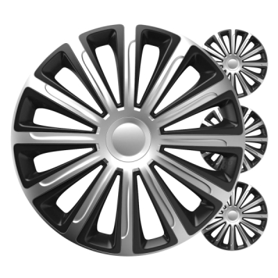 Versaco - Puklice Trend 16” čierno - strieborná sada 4ks COLOR BOX