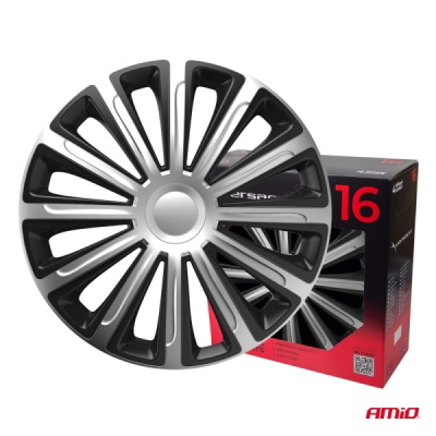 Versaco - Puklice Trend 16” čierno - strieborná sada 4ks COLOR BOX