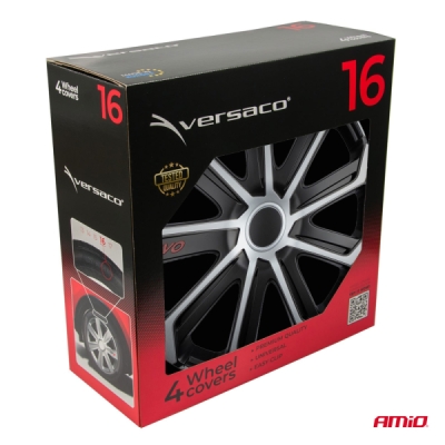Versaco - Puklice Evo 16" čierno - strieborná sada 4ks COLOR BOX