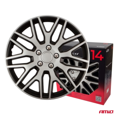 Versaco - Puklice Dakar 14” čierno - strieborná sada 4ks COLOR BOX
