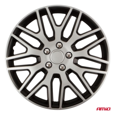 Versaco - Puklice Dakar 14” čierno - strieborná sada 4ks COLOR BOX