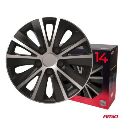 Versaco - Puklice Rapide 14” čierno - strieborná sada 4ks COLOR BOX