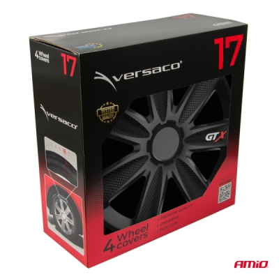 Versaco - Puklice GTX 17” čierny karbón sada 4ks COLOR BOX
