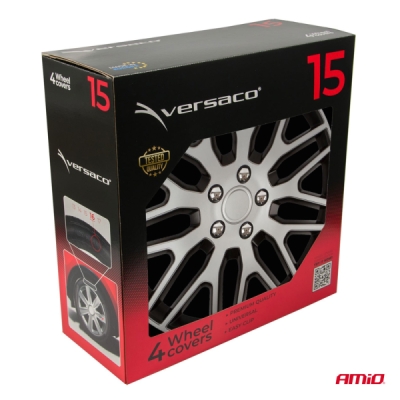 Versaco - Puklice Dakar 15” čierno - strieborná sada 4ks COLOR BOX