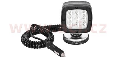 pracovní světlomet LED 1300 lm (100x100 mm) s magnetickým držákem a 3 m kabelem pro připojení do zapalovače 9 LED 12-50 V