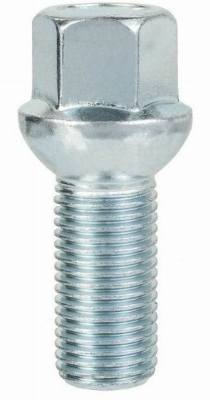 Skrutka kolesa M14 × 1,5, závit 28 mm, guľové sedlo, kľúč 17 mm