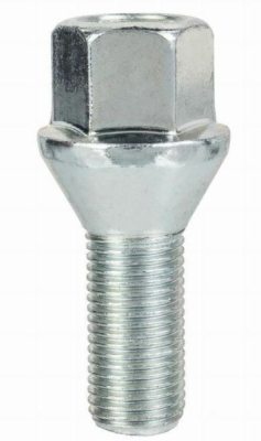 Skrutka kolesa M12 × 1,25, závit 24 mm, kužeľové sedlo, kľúč 17 mm