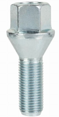 Skrutka kolesa M12 × 1,25, závit 28 mm, kužeľové sedlo, kľúč 17 mm