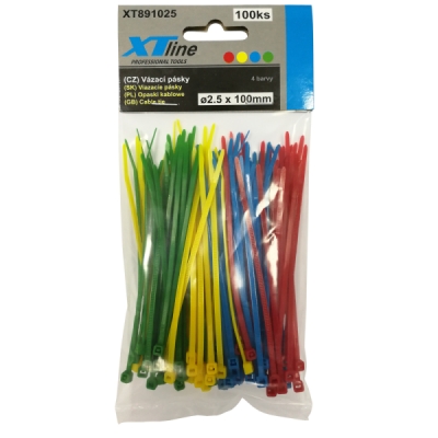 XTline - Viazacia páska 150x2,5mm 50ks farebná nylon