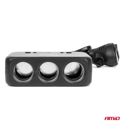 AMiO - Predlžovacia zásuvka 2x USB-A 1x USB-C QC4.0 12/24V 120W 80cm