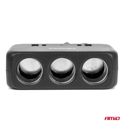 AMiO - Predlžovacia zásuvka 1x USB-A 1x USB-C QC4.0 12/24V 120W 80cm